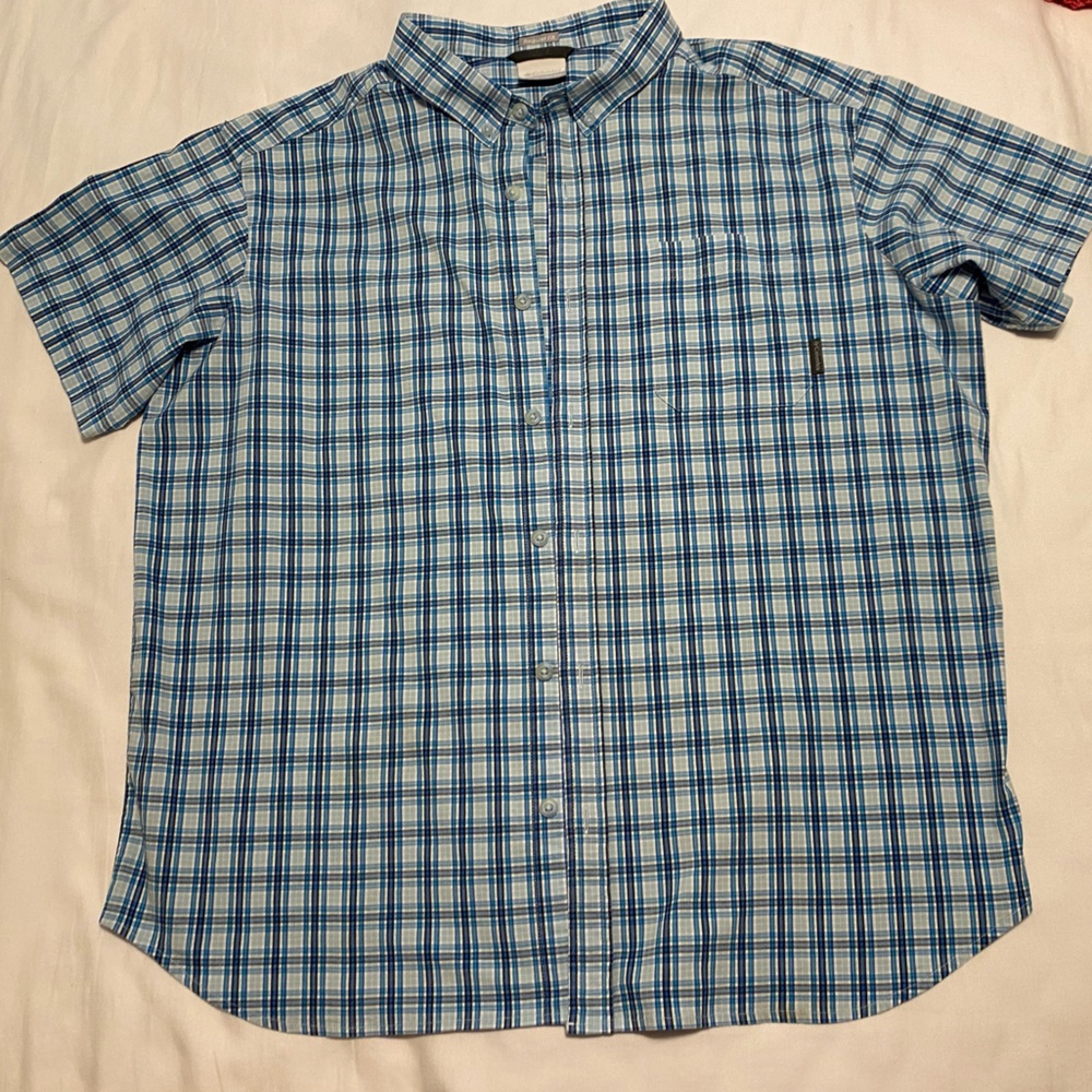 Men’s XXL Columbia Regular Fit Blue Plaid Short Sleeve Shirt